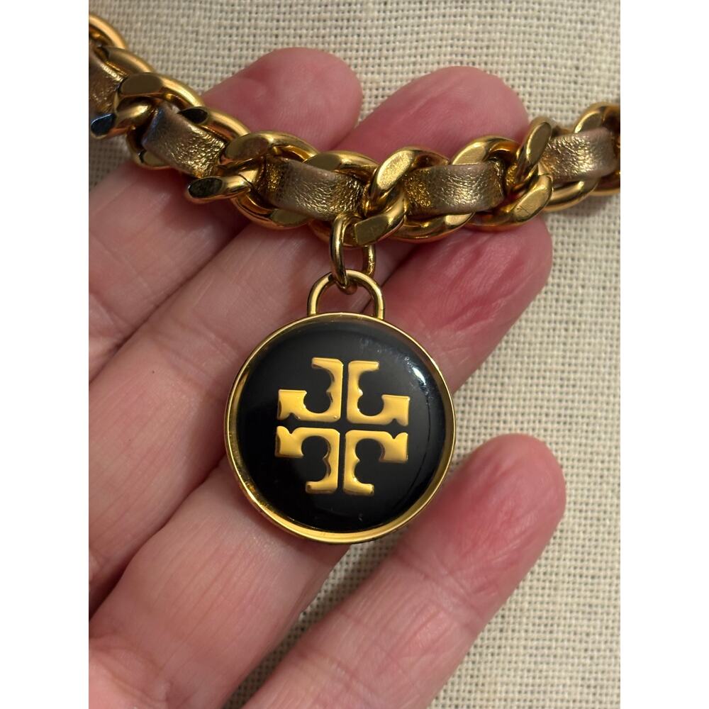 Tory Burch Logo Medallion Chunky Chain Necklace 14"